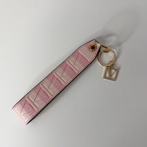 Victoria’s Secret Elegant Pink Wristlet Keychain with Gold Accents.